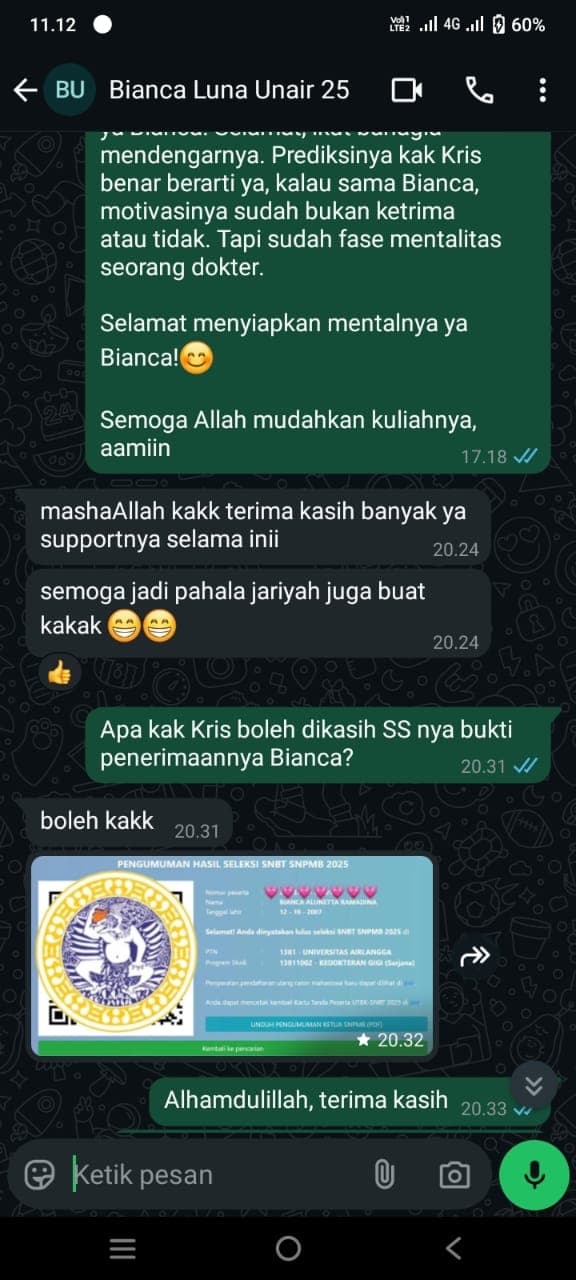 Bianca Luna, SMA Al Mahira, FKG Unair